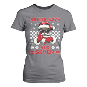 67 African American Santa Christmas T Shirt For Women Funny Santa Says Six Seven Meme Gen Alpha Slang TS11 Charcoal Print Your Wear