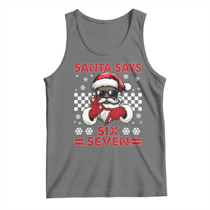 67 African American Santa Christmas Tank Top Funny Santa Says Six Seven Meme Gen Alpha Slang TS11 Black Heather Print Your Wear