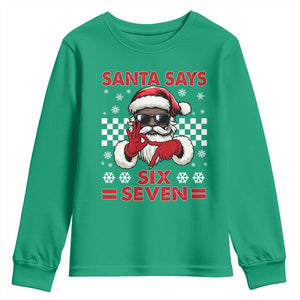67 African American Santa Christmas Youth Sweatshirt Funny Santa Says Six Seven Meme Gen Alpha Slang TS11 Irish Green Print Your Wear