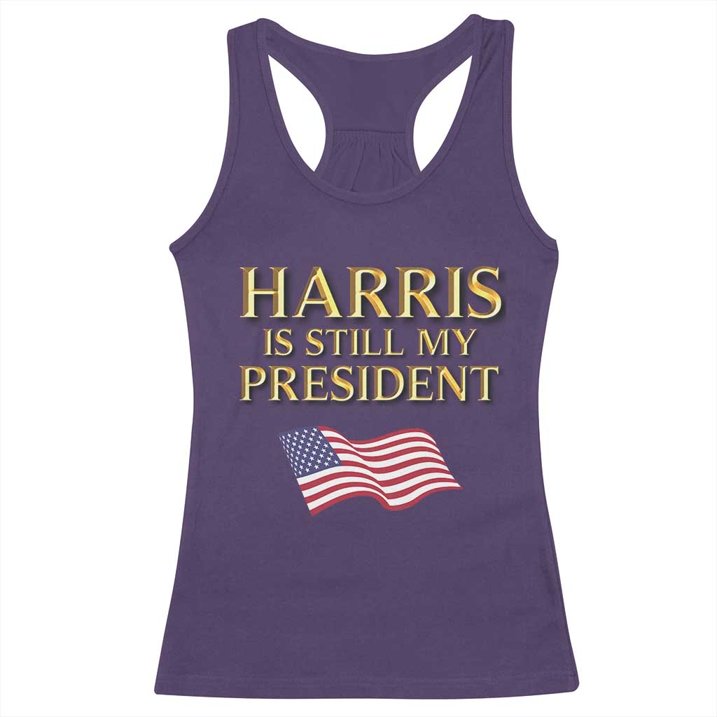 Kamala Supporter 2024 Racerback Tank Top Harris Is Still My President American Flag US Election TS11 Purple Print Your Wear