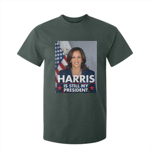 Kamala Supporter 2024 T Shirt For Kid Harris Is Still My President American Flag TS11 Dark Forest Green Print Your Wear