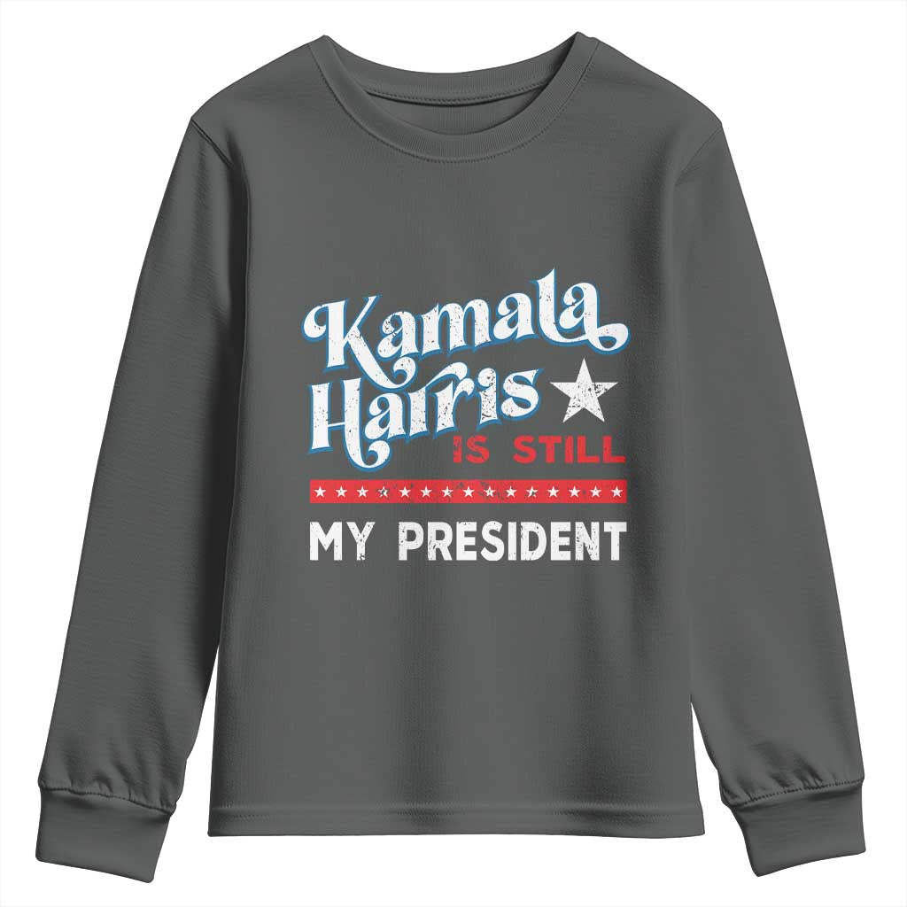 Harris Is Still My President Youth Sweatshirt Vintage Star TS11 Dark Heather Print Your Wear