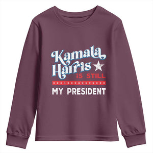 Harris Is Still My President Youth Sweatshirt Vintage Star TS11 Maroon Print Your Wear