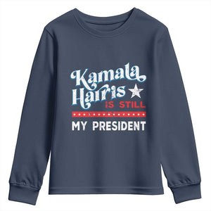 Harris Is Still My President Youth Sweatshirt Vintage Star TS11 Navy Print Your Wear