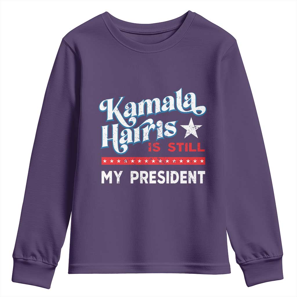 Harris Is Still My President Youth Sweatshirt Vintage Star TS11 Purple Print Your Wear