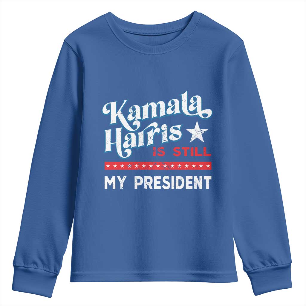 Harris Is Still My President Youth Sweatshirt Vintage Star TS11 Royal Blue Print Your Wear