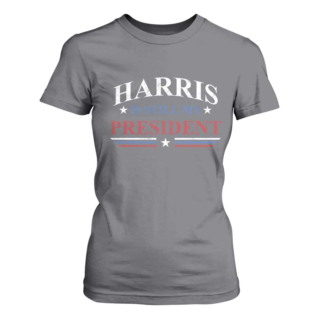 Harris Is Still My President T Shirt For Women Star Striped TS11 Charcoal Print Your Wear