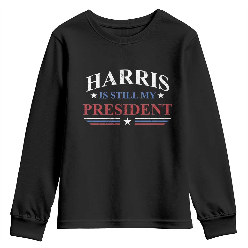 Harris Is Still My President Youth Sweatshirt Star Striped TS11 Black Print Your Wear