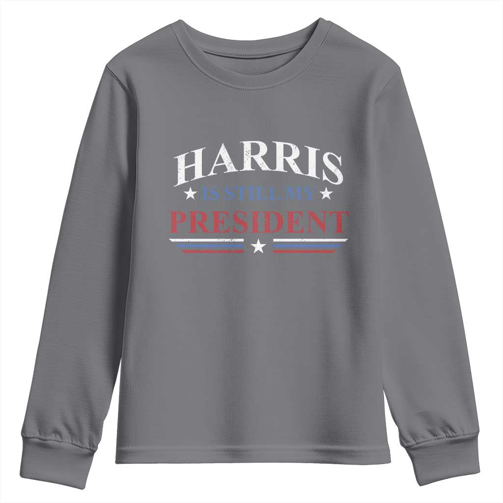 Harris Is Still My President Youth Sweatshirt Star Striped TS11 Charcoal Print Your Wear
