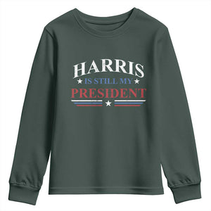 Harris Is Still My President Youth Sweatshirt Star Striped TS11 Dark Forest Green Print Your Wear
