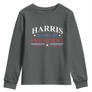 Harris Is Still My President Youth Sweatshirt Star Striped TS11 Dark Heather Print Your Wear