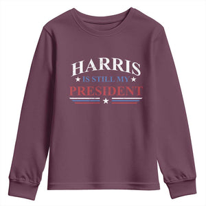 Harris Is Still My President Youth Sweatshirt Star Striped TS11 Maroon Print Your Wear