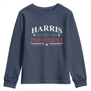 Harris Is Still My President Youth Sweatshirt Star Striped TS11 Navy Print Your Wear