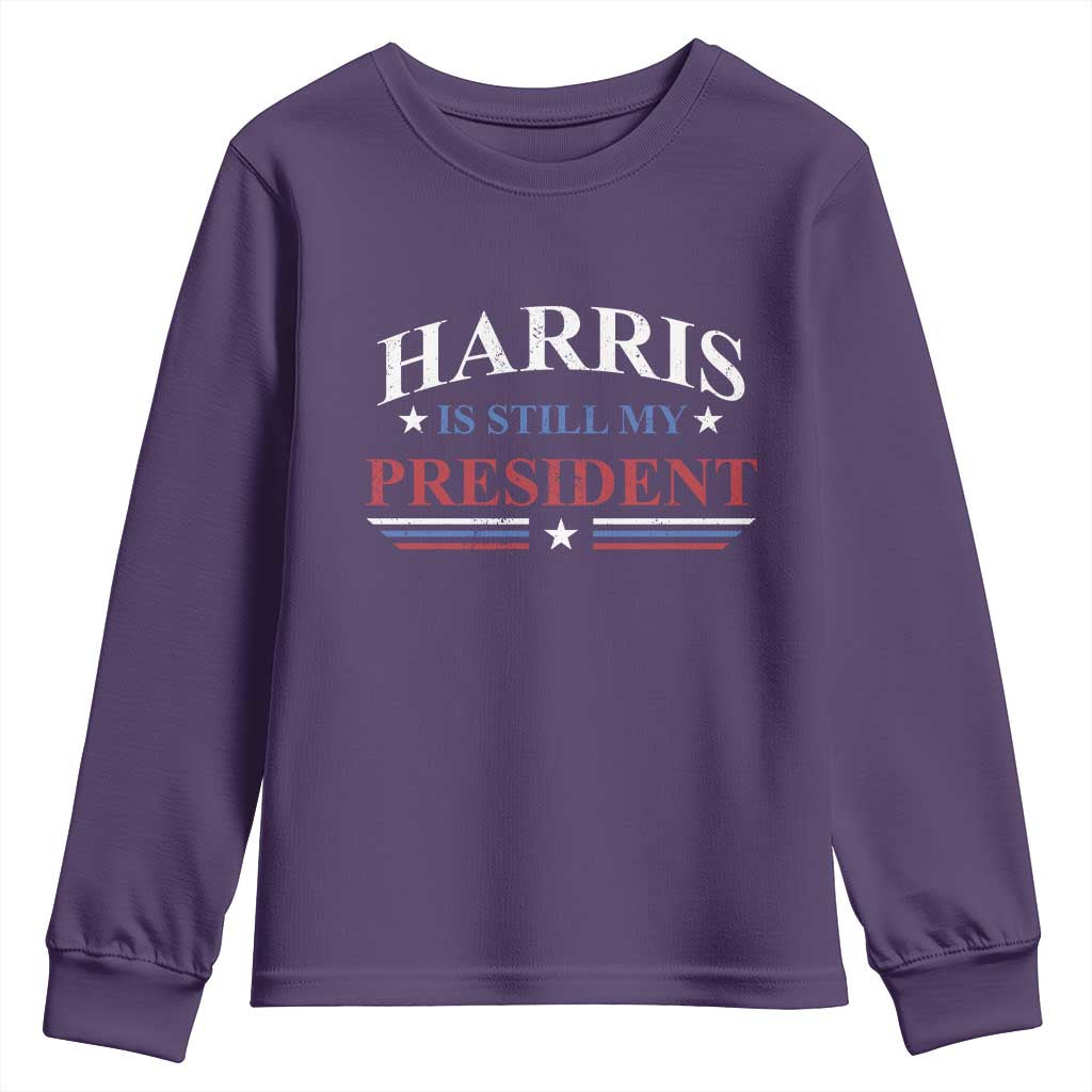Harris Is Still My President Youth Sweatshirt Star Striped TS11 Purple Print Your Wear