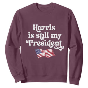 Harris Is Still My President Sweatshirt Vintage American Flag TS11 Maroon Print Your Wear
