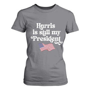 Harris Is Still My President T Shirt For Women Vintage American Flag TS11 Charcoal Print Your Wear