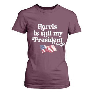 Harris Is Still My President T Shirt For Women Vintage American Flag TS11 Maroon Print Your Wear