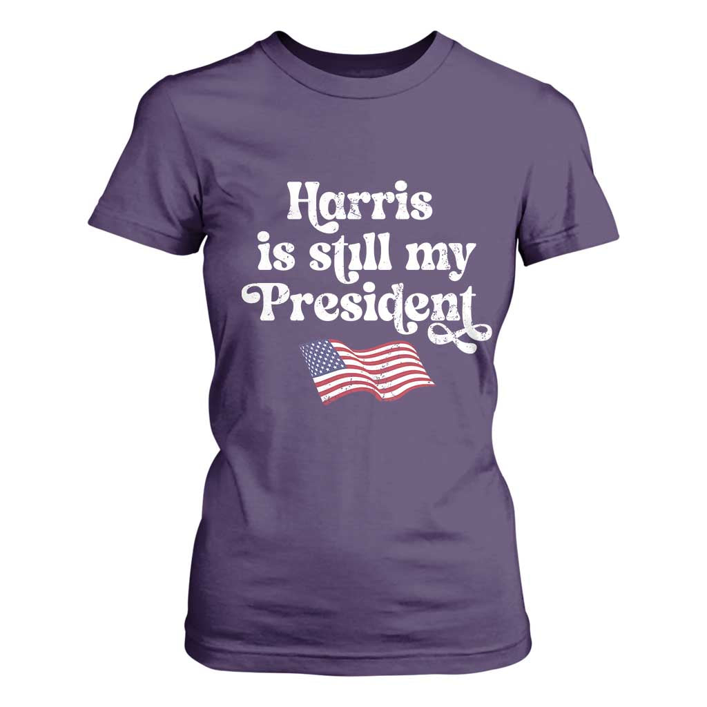 Harris Is Still My President T Shirt For Women Vintage American Flag TS11 Purple Print Your Wear