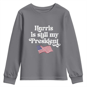 Harris Is Still My President Youth Sweatshirt Vintage American Flag TS11 Charcoal Print Your Wear