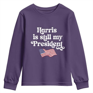 Harris Is Still My President Youth Sweatshirt Vintage American Flag TS11 Purple Print Your Wear