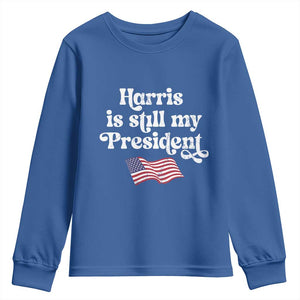 Harris Is Still My President Youth Sweatshirt Vintage American Flag TS11 Royal Blue Print Your Wear