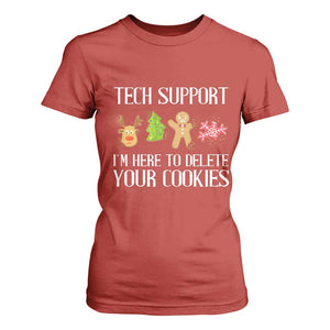 Funny Tech Support Christmas T Shirt For Women I'm Here To Delete Your Cookies Gingerbread TS11 Red Print Your Wear