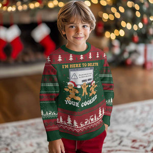 Funny Xmas Gingerbread Ugly Christmas Sweater I'm Here To Delete Your Cookies Santa TS11 Christmas Print Your Wear