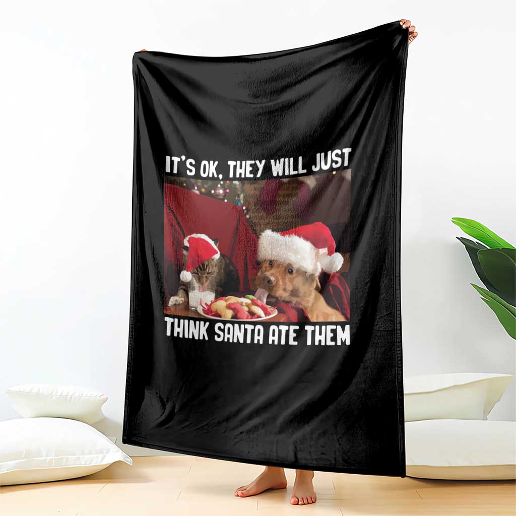 Funny Christmas Dog And Cat Throw Blanket It's Ok They Will Just Think Santa Ate Them TS11 Print Your Wear