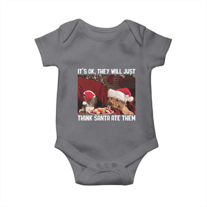 Funny Christmas Dog And Cat Baby Onesie It's Ok They Will Just Think Santa Ate Them TS11 Charcoal Print Your Wear