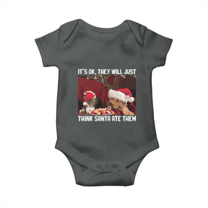 Funny Christmas Dog And Cat Baby Onesie It's Ok They Will Just Think Santa Ate Them TS11 Dark Heather Print Your Wear