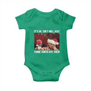 Funny Christmas Dog And Cat Baby Onesie It's Ok They Will Just Think Santa Ate Them TS11 Irish Green Print Your Wear