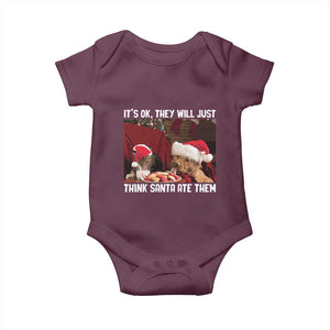 Funny Christmas Dog And Cat Baby Onesie It's Ok They Will Just Think Santa Ate Them TS11 Maroon Print Your Wear