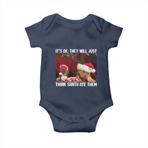 Funny Christmas Dog And Cat Baby Onesie It's Ok They Will Just Think Santa Ate Them TS11 Navy Print Your Wear