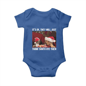 Funny Christmas Dog And Cat Baby Onesie It's Ok They Will Just Think Santa Ate Them TS11 Royal Blue Print Your Wear