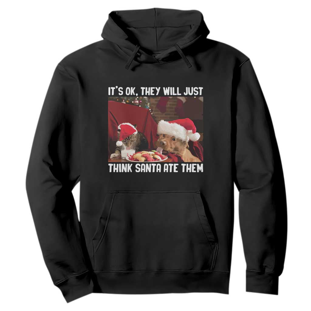 Funny Christmas Dog And Cat Hoodie It's Ok They Will Just Think Santa Ate Them TS11 Black Print Your Wear