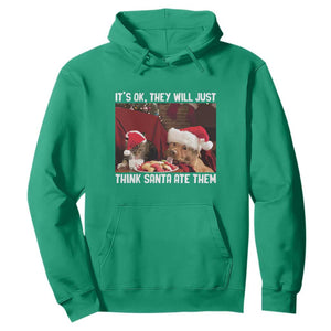 Funny Christmas Dog And Cat Hoodie It's Ok They Will Just Think Santa Ate Them TS11 Irish Green Print Your Wear