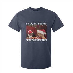 Funny Christmas Dog And Cat T Shirt For Kid It's Ok They Will Just Think Santa Ate Them TS11 Navy Print Your Wear