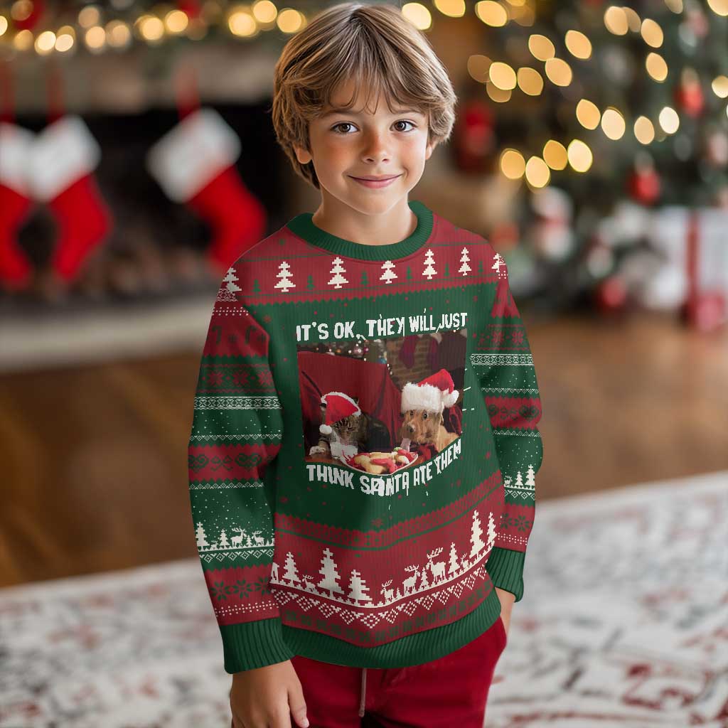 Funny Xmas Dog And Cat Ugly Christmas Sweater It's Ok They Will Just Think Santa Ate Them TS11 Christmas Print Your Wear