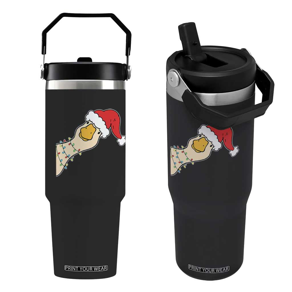 Funny Christmas Silly Goose Festive Holiday Flip Straw Tumbler TS11 One Size: 30 oz Black Print Your Wear