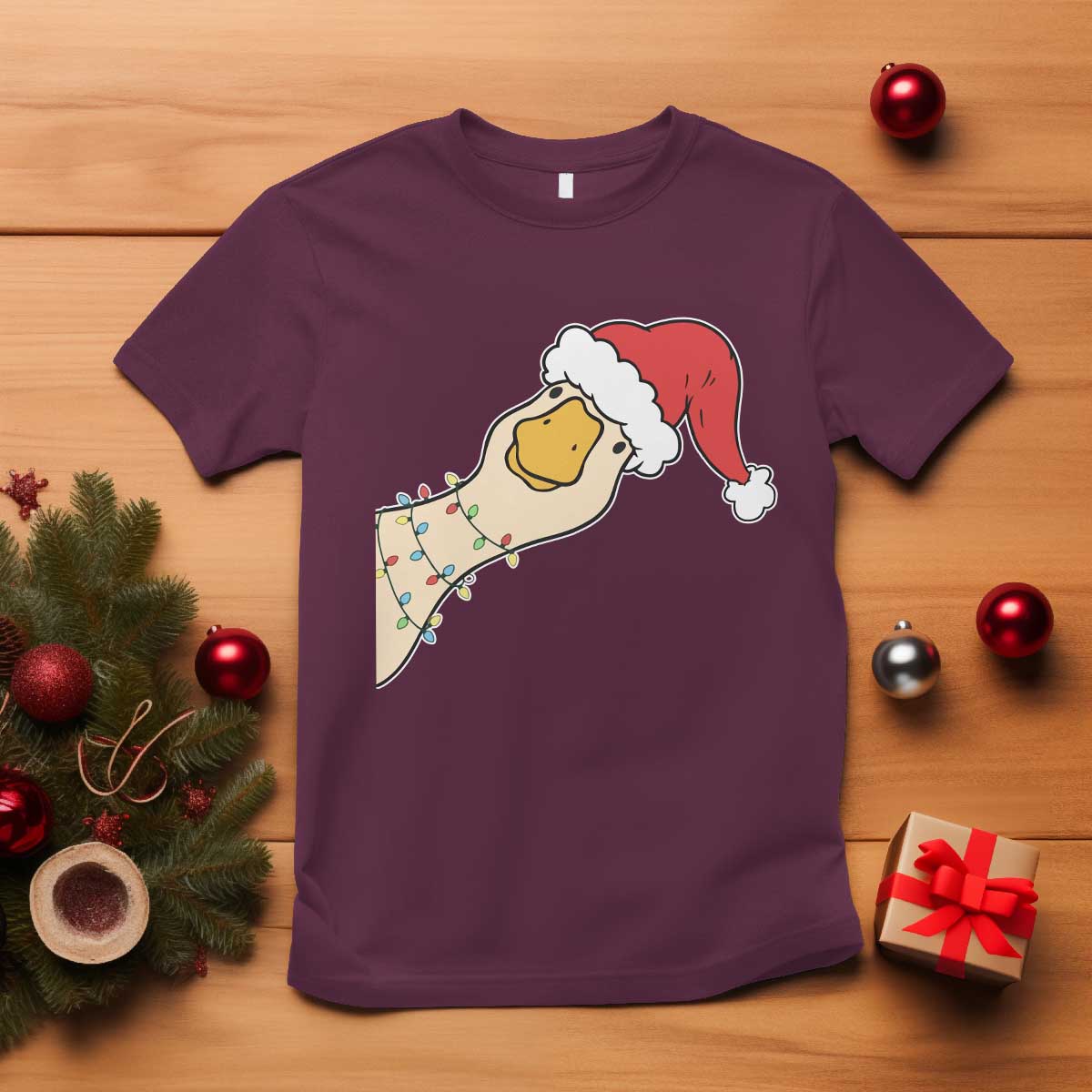 Funny Christmas Silly Goose Festive Holiday T Shirt TS11 Maroon Print Your Wear