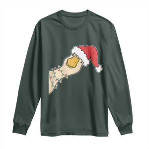 Funny Christmas Silly Goose Festive Holiday Long Sleeve Shirt TS11 Dark Forest Green Print Your Wear