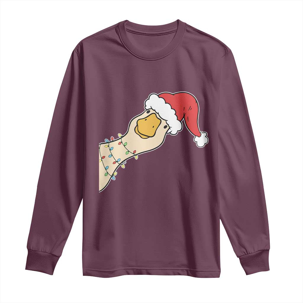 Funny Christmas Silly Goose Festive Holiday Long Sleeve Shirt TS11 Maroon Print Your Wear