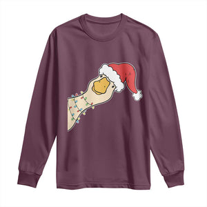 Funny Christmas Silly Goose Festive Holiday Long Sleeve Shirt TS11 Maroon Print Your Wear