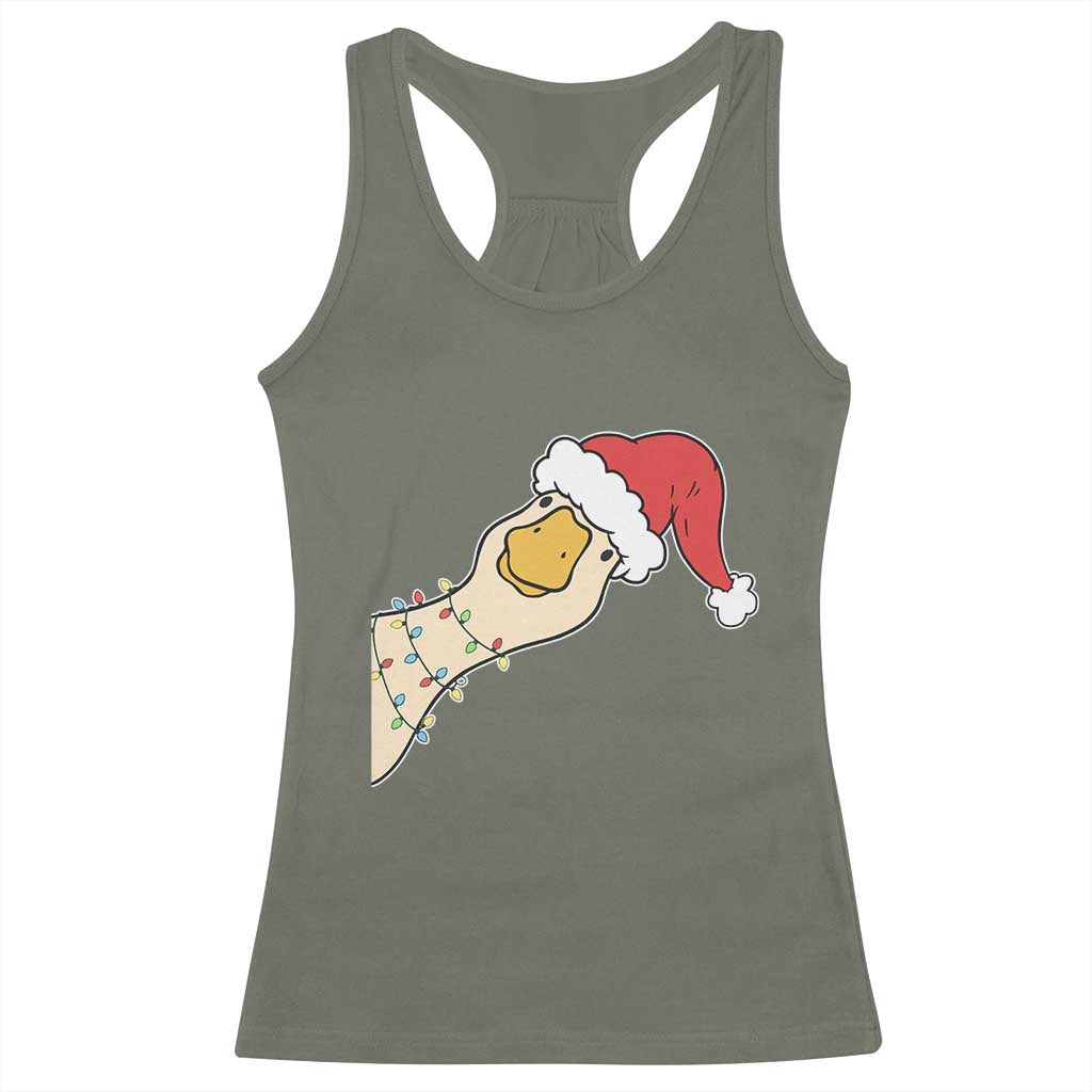 Funny Christmas Silly Goose Festive Holiday Racerback Tank Top TS11 Military Green Print Your Wear