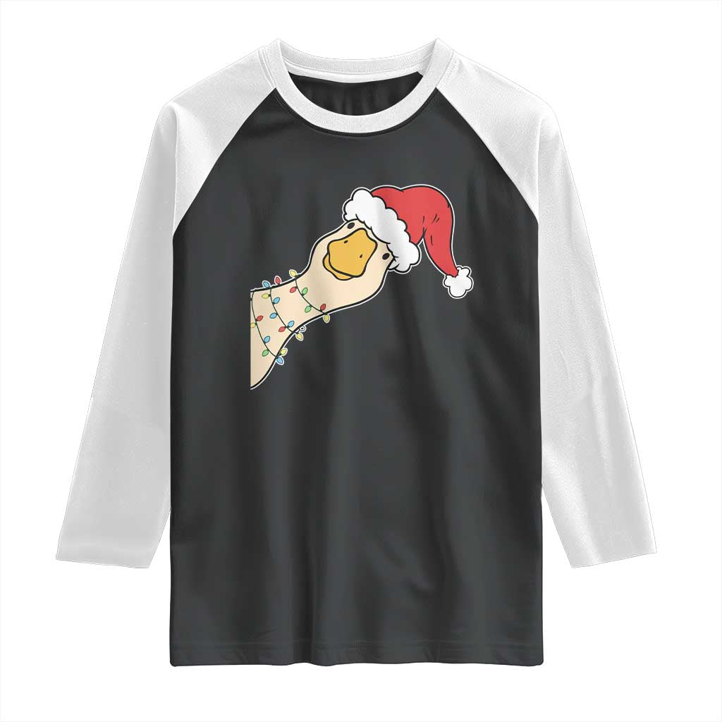 Funny Christmas Silly Goose Festive Holiday Raglan Shirt TS11 Black White Print Your Wear