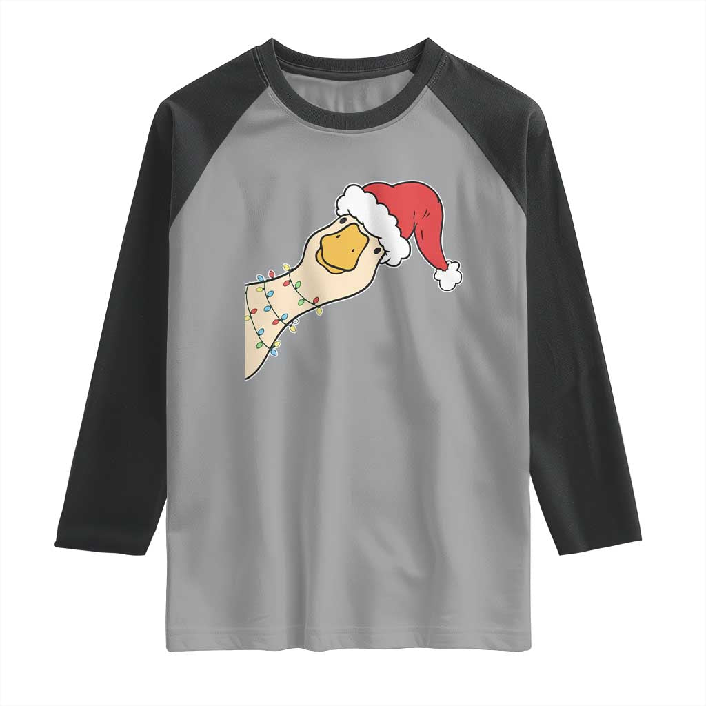 Funny Christmas Silly Goose Festive Holiday Raglan Shirt TS11 Sport Gray Black Print Your Wear