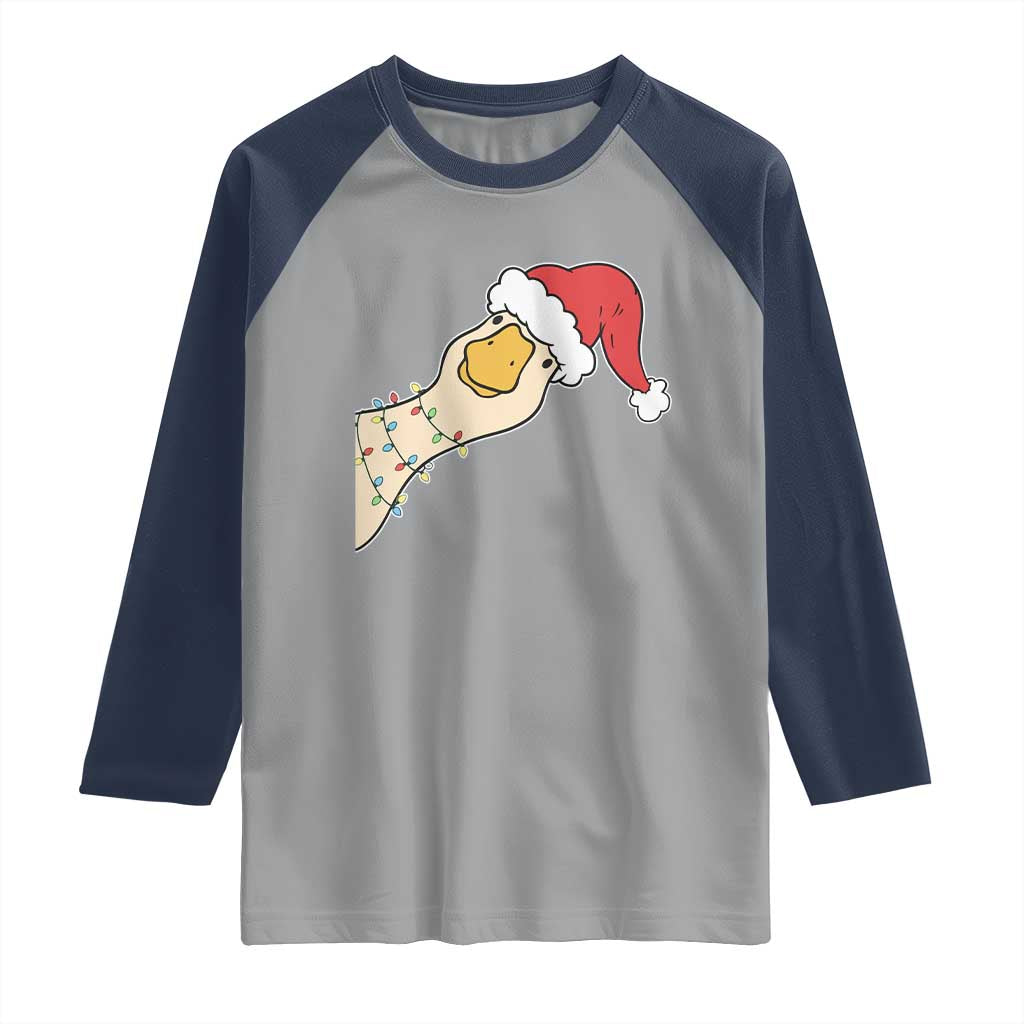 Funny Christmas Silly Goose Festive Holiday Raglan Shirt TS11 Sport Gray Navy Print Your Wear