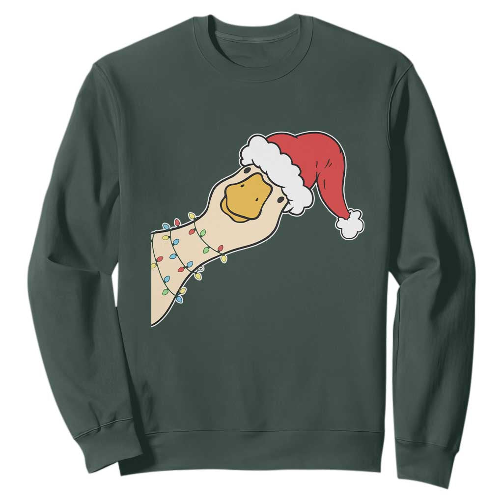 Funny Christmas Silly Goose Festive Holiday Sweatshirt TS11 Dark Forest Green Print Your Wear