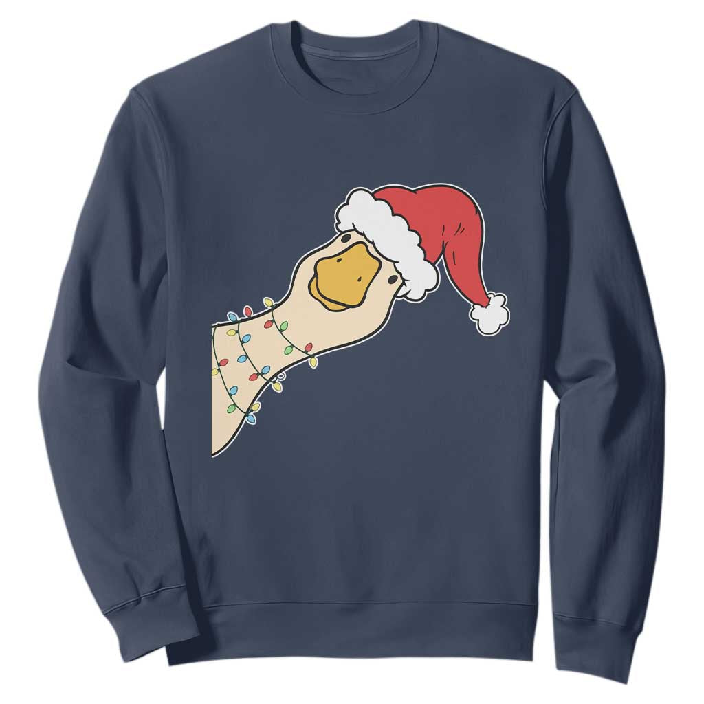Funny Christmas Silly Goose Festive Holiday Sweatshirt TS11 Navy Print Your Wear