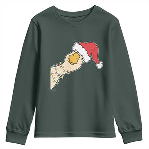 Funny Christmas Silly Goose Festive Holiday Youth Sweatshirt TS11 Dark Forest Green Print Your Wear